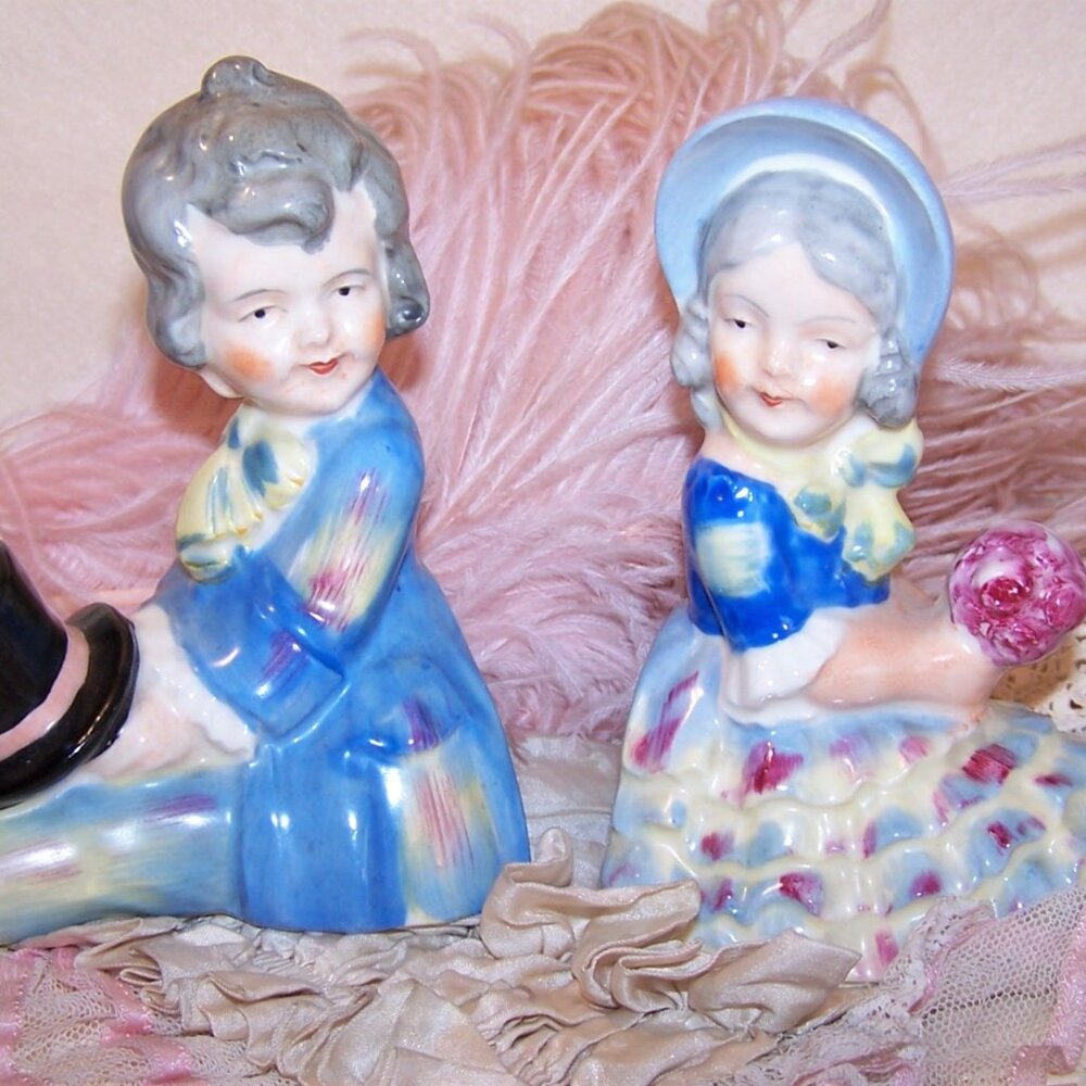 Ceramic Porcelain Bookends Book Ends - Nursery Boy & Girl | Civil War Antebellum